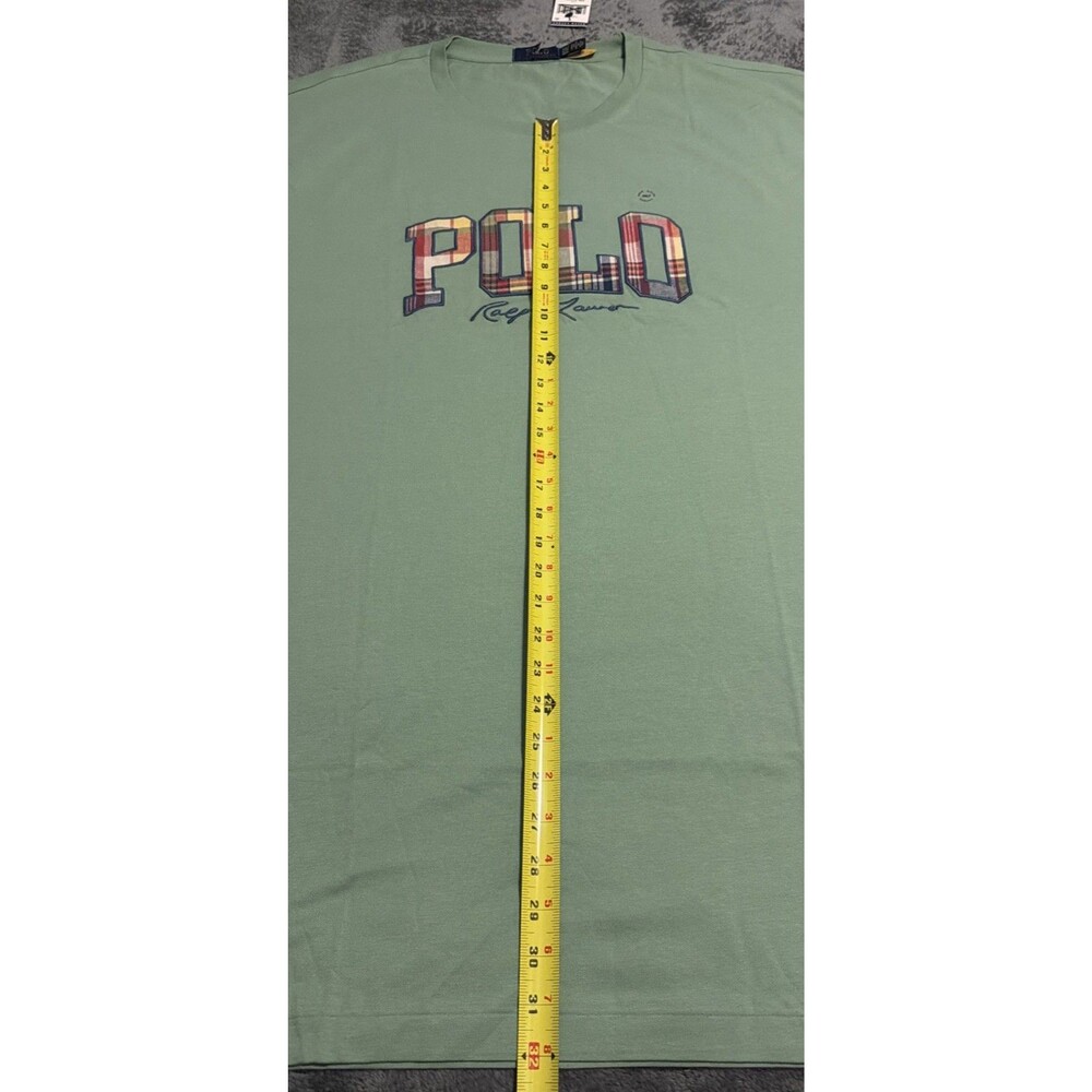 4XLT Polo Ralph Lauren Madras Logo Tee Plaid Green - Picture 8 of 9